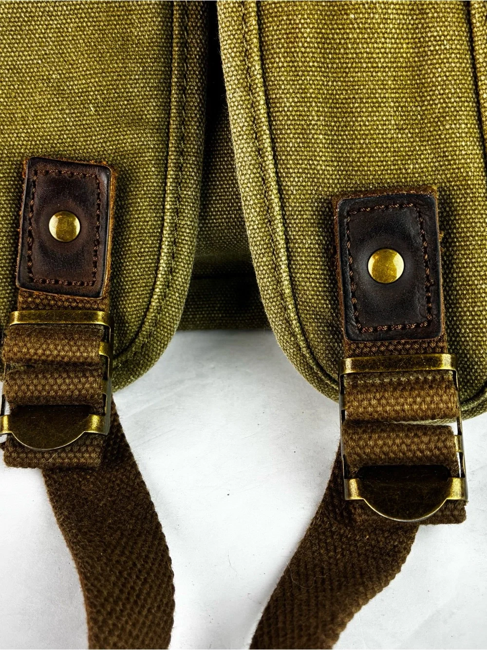 Woosir Vintage Early 2000’s Leather & Heavy Canvas Backpack